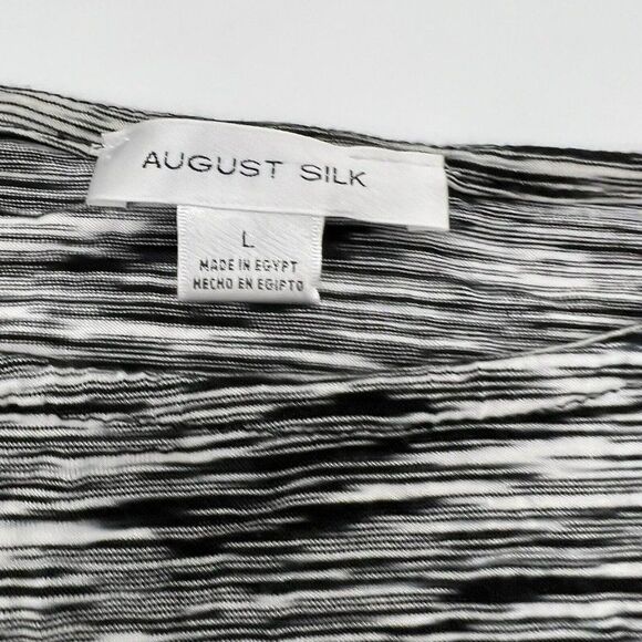 August Silk Black White Print Jersey Long Sleeve Tunic Top Large - Picture 2 of 3